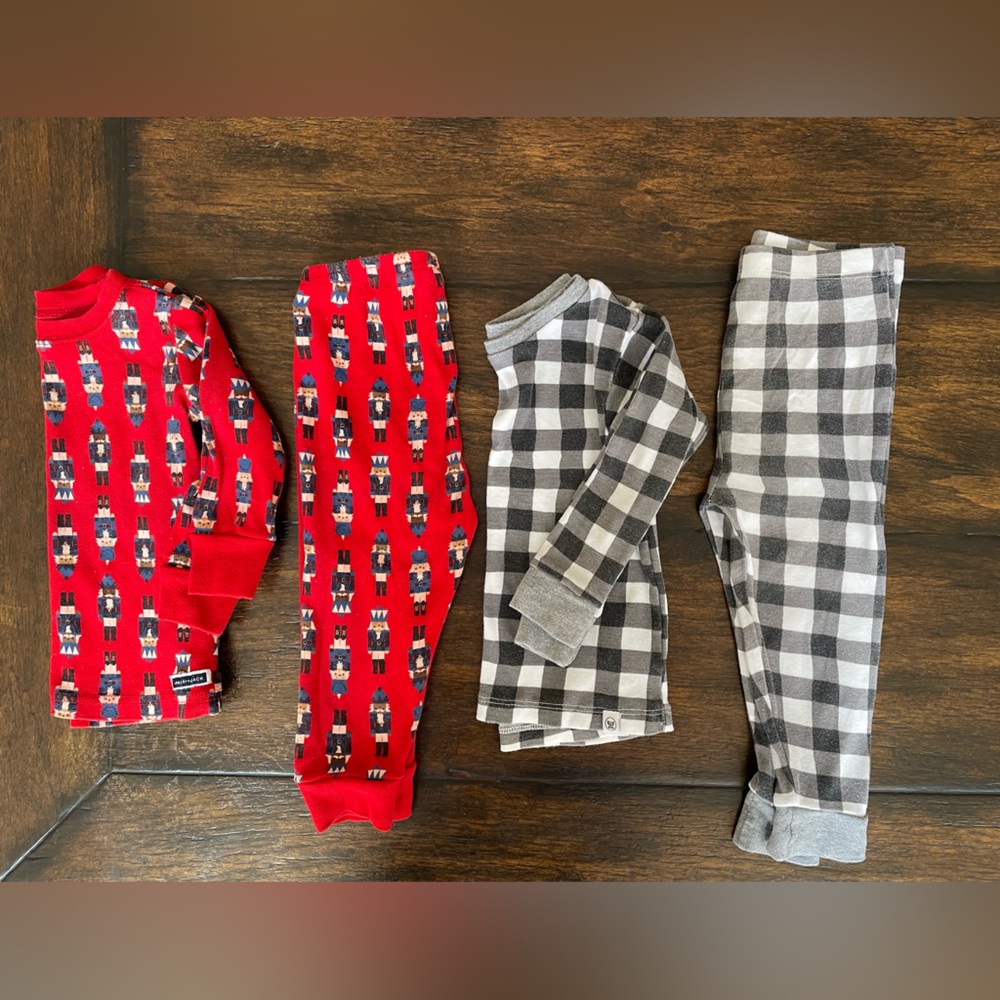 7 piece Janie and Jack Red Nutcracker and Honest Plaid and Place Pajama Sets